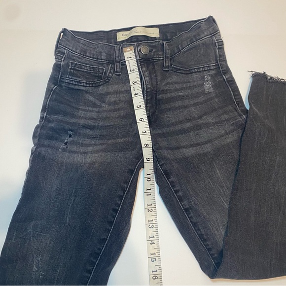 Gap 1969 Inner Cozy Leggings JeansWomen's 26/2 Reg Black Frayed Hem Mid Rise - Picture 6 of 16